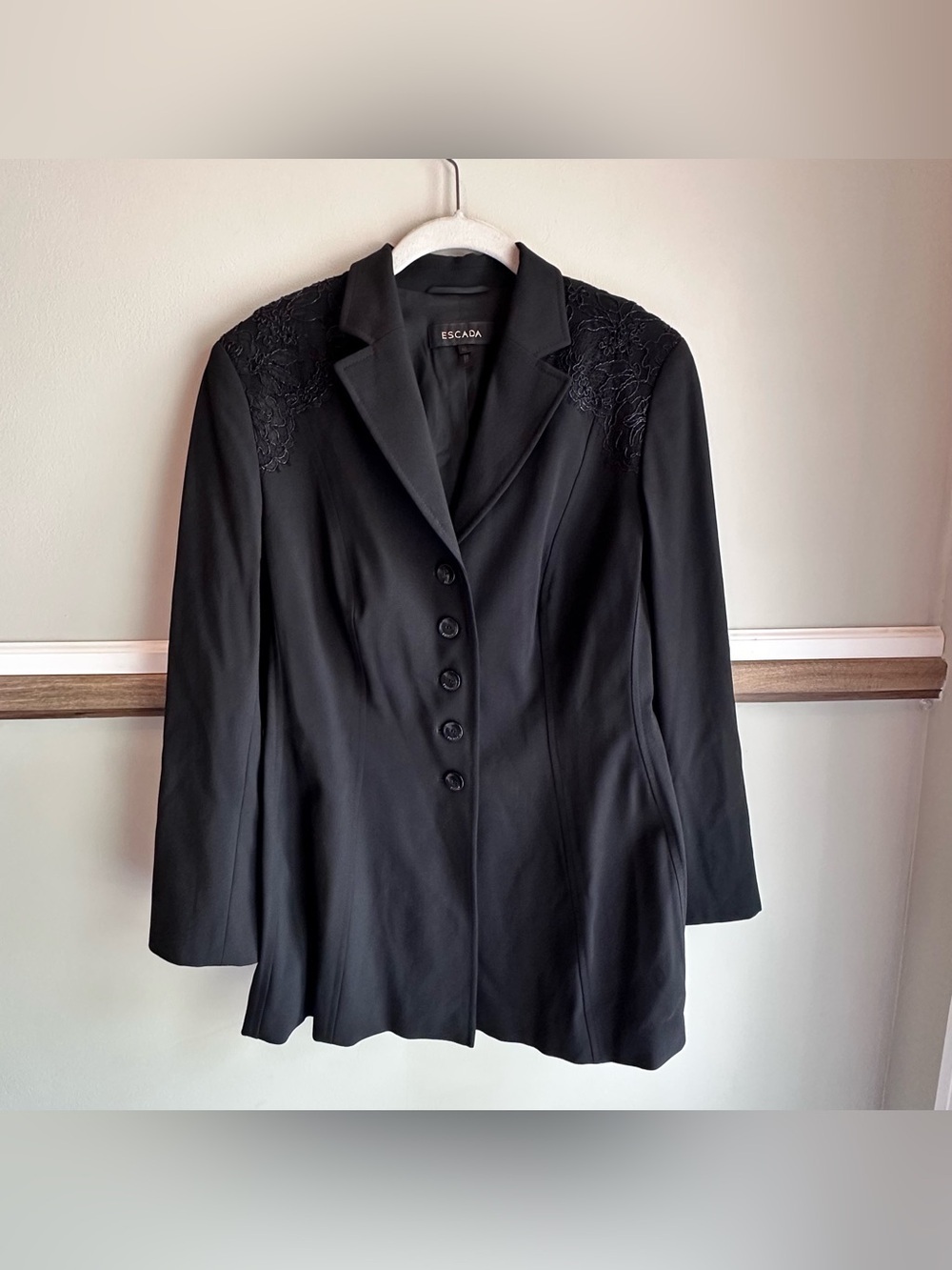 ESCADA Virgin Wool Blend 5 Button Blazer Lace Detail​​